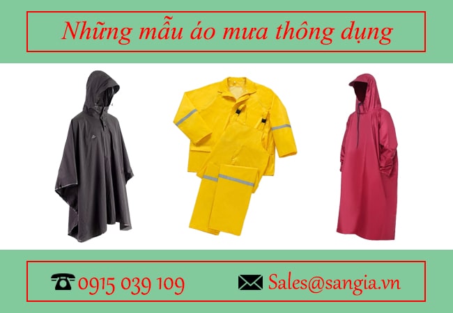 Những mẫu áo mưa thông dụng